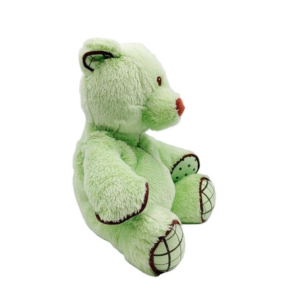 Baby Ganz Bear Plush with Rattle Chocolate Chip Bear Mint Green Brown 13" BG2232 - Picture 2 of 4